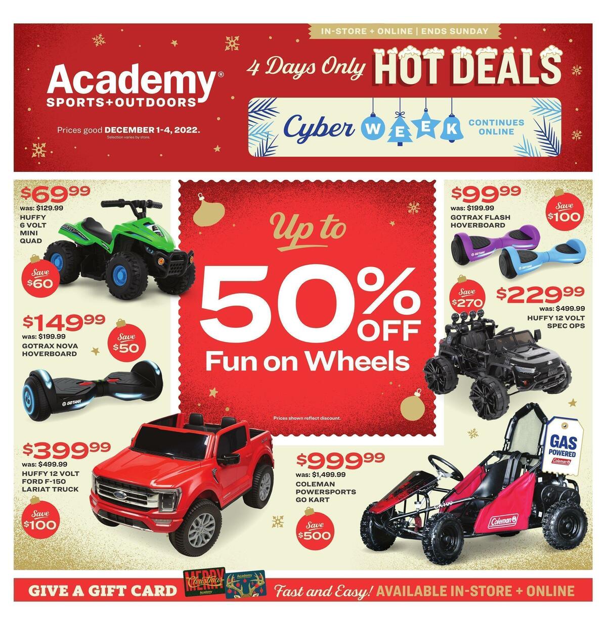 Academy Sports + Outdoors 4 Days Only Hot Deals Weekly Ad from December 1