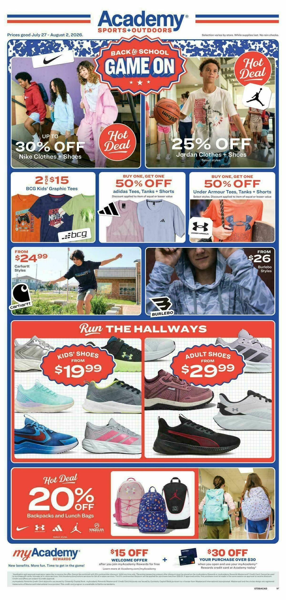Academy Sports + Outdoors Back To School Weekly Ad from July 27