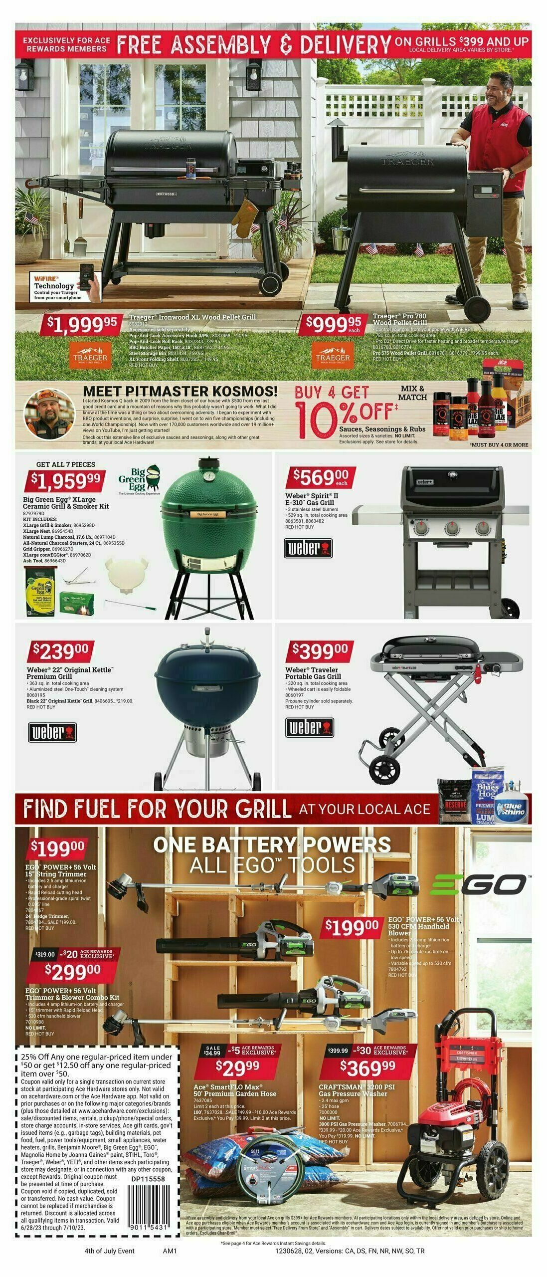 Ace Hardware 4th of July Event Weekly Ad from June 28