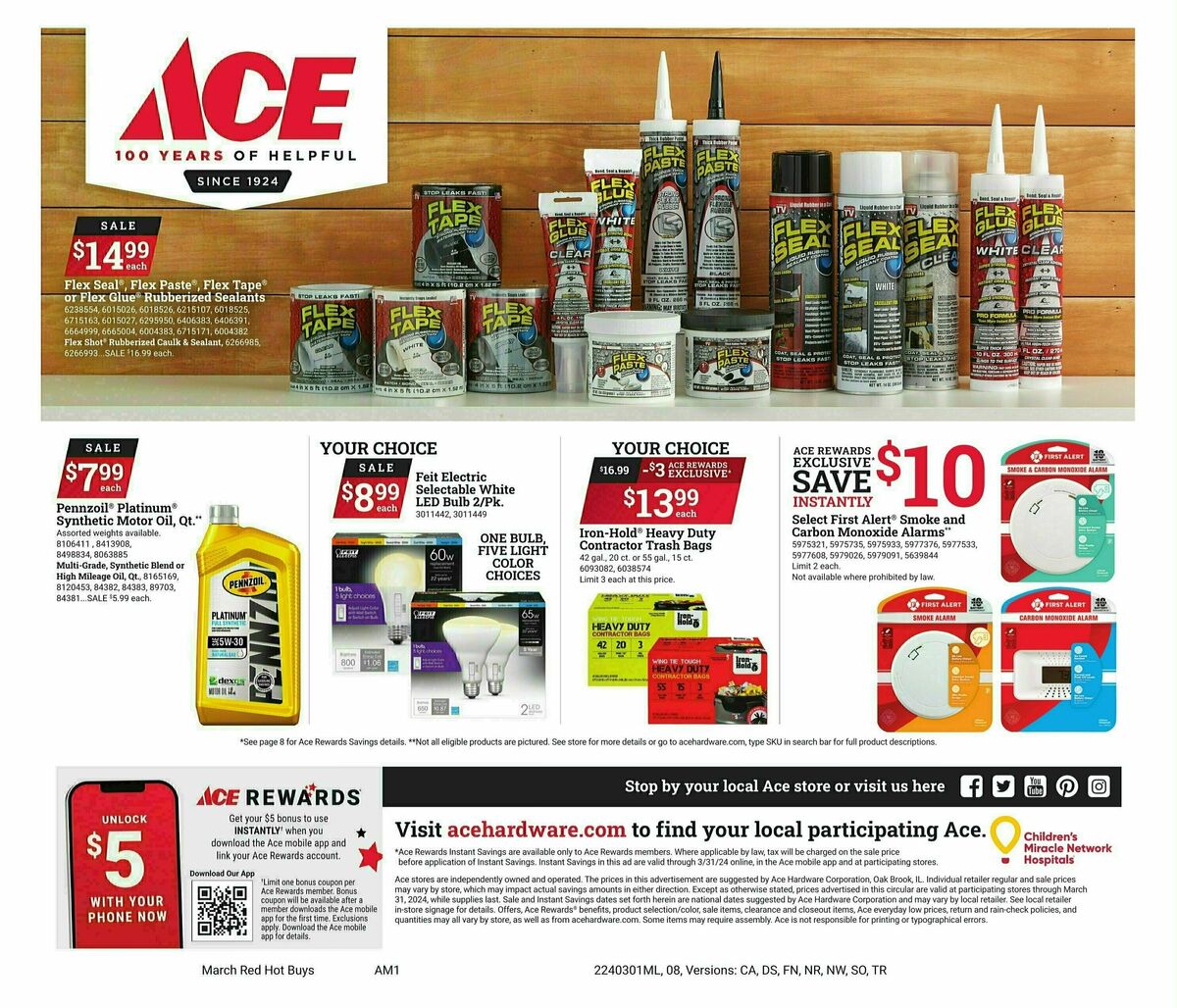 Ace Hardware March Red Hot Buys Weekly Ad from March 1