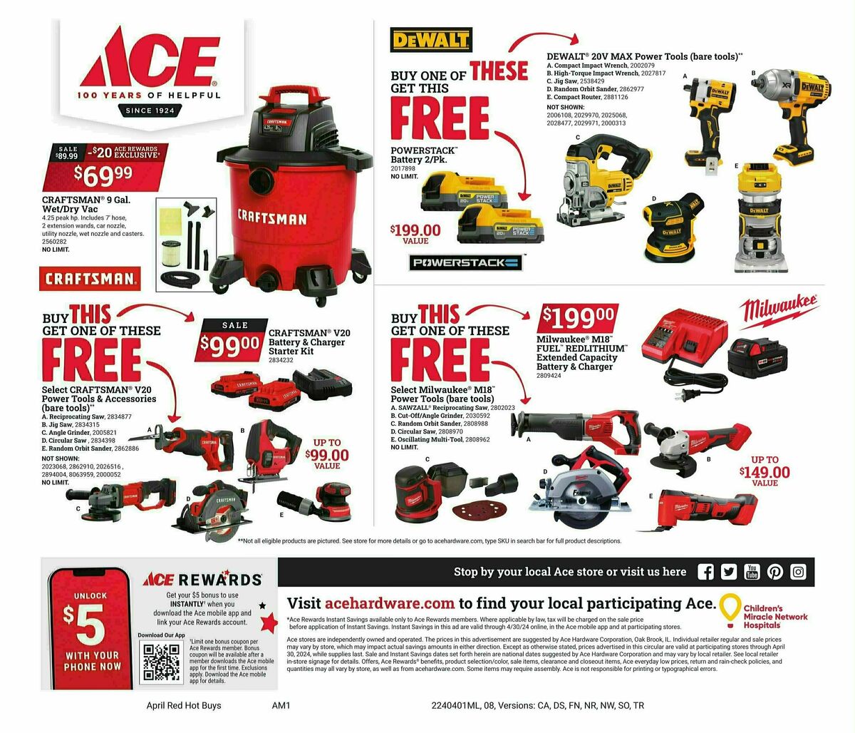 Ace Hardware April Red Hot Buys Weekly Ad from April 1