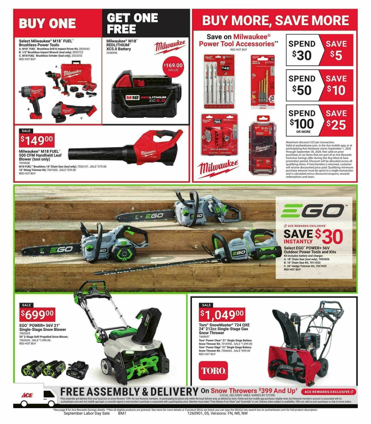 Ace Hardware September Labor Day Weekly Ad from September 1