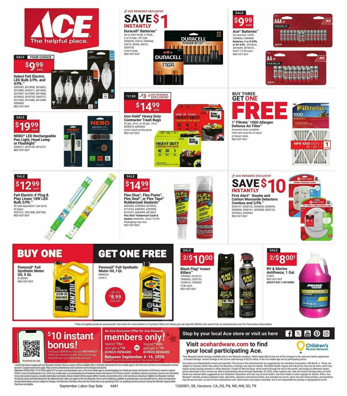 Ace Hardware September Labor Day Weekly Ad from September 1