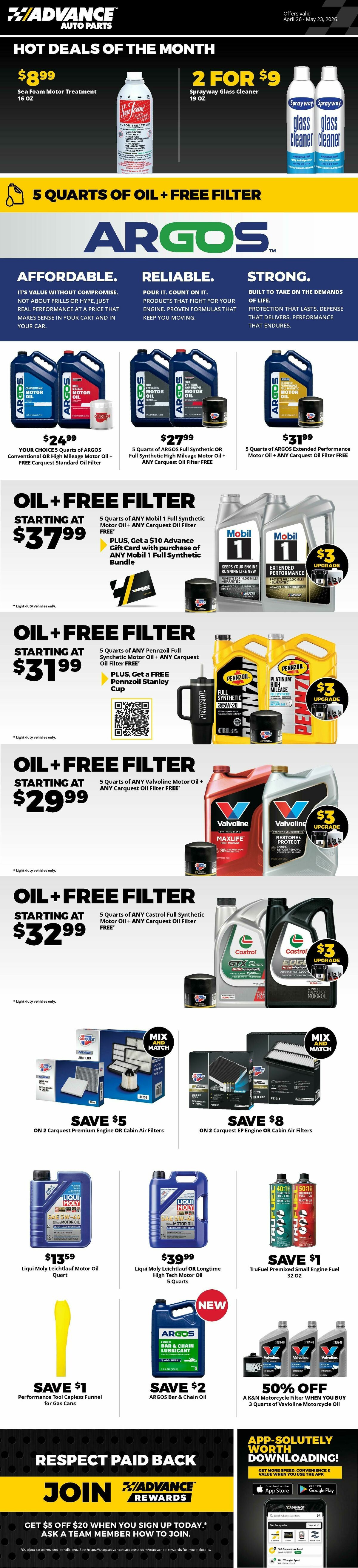 Advance Auto Parts Weekly Ad from April 26