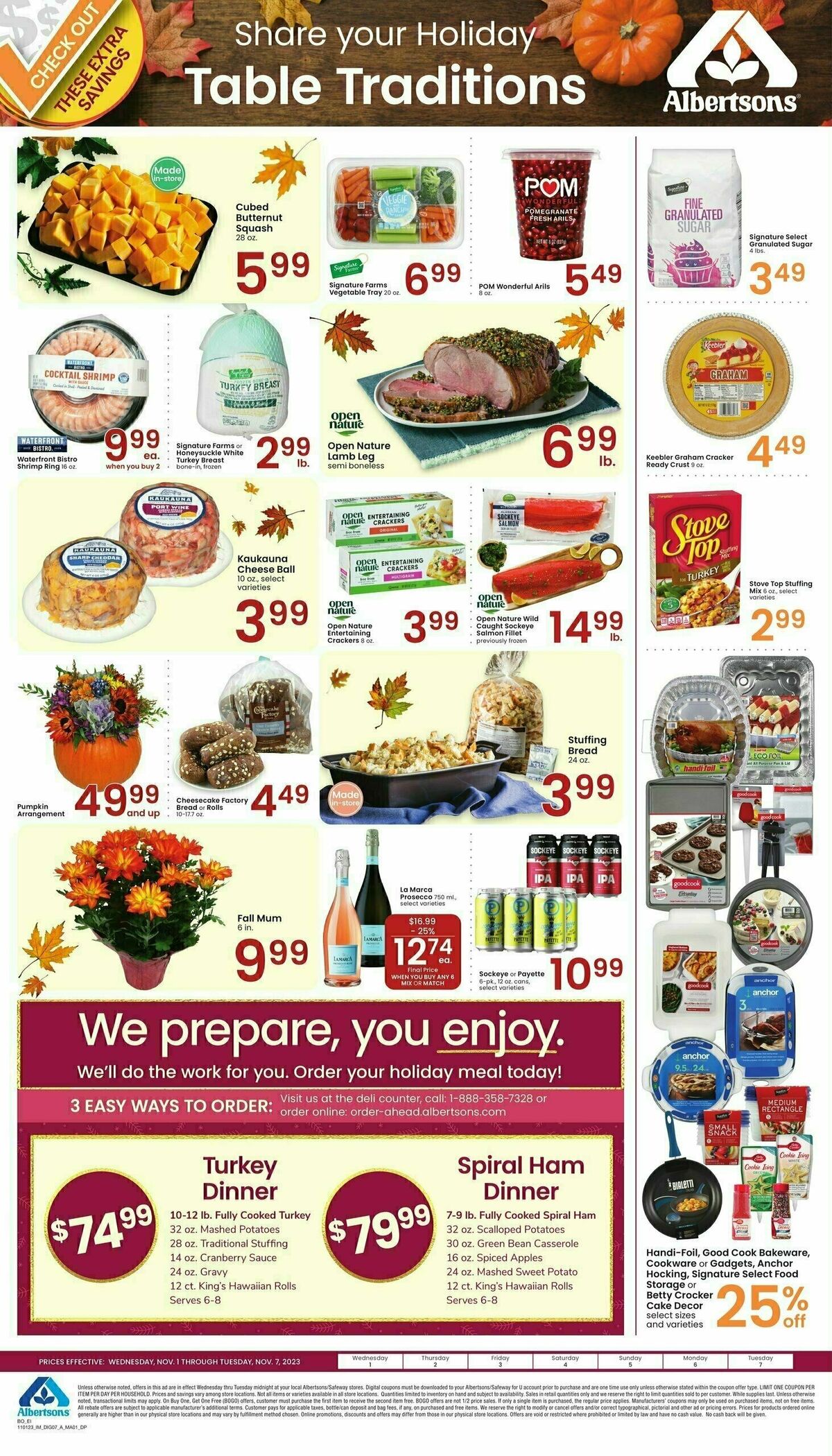 Albertsons Specialty Publication Weekly Ad from November 1