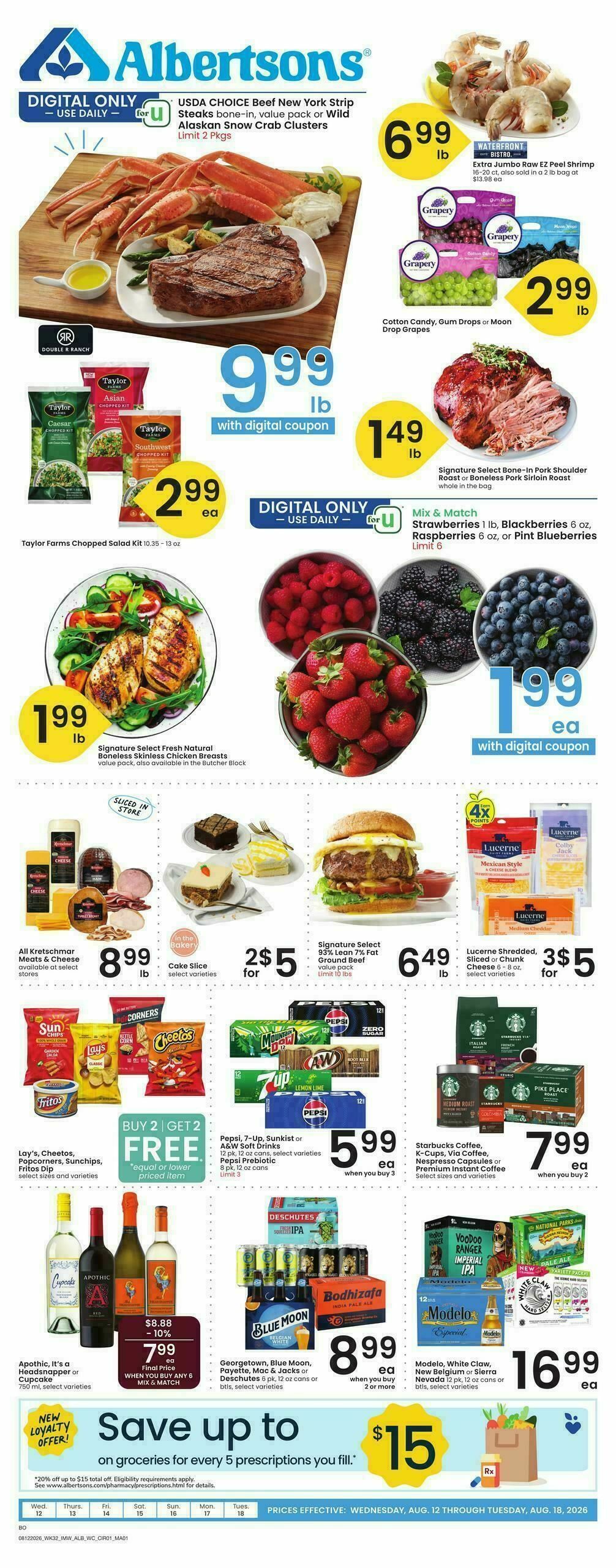 Albertsons Bonus Online Savings Weekly Ad from August 12