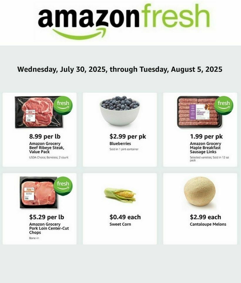 Amazon Fresh Weekly Ad from July 30