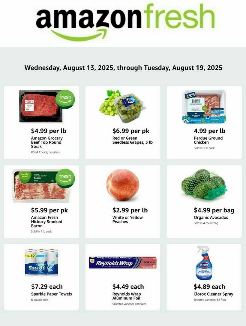 Amazon Fresh Weekly Ad from August 13