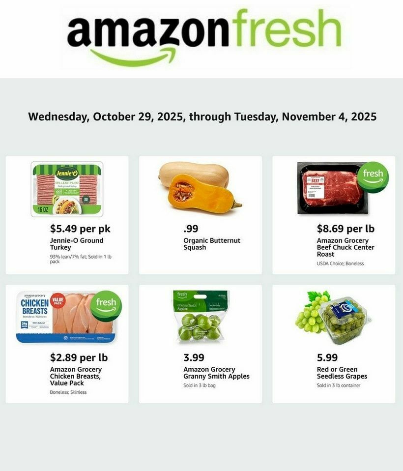 Amazon Fresh Weekly Ad from October 29