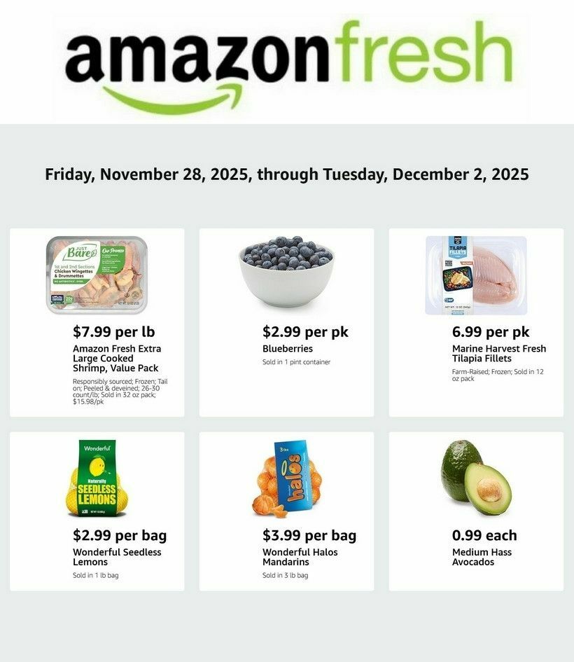 Amazon Fresh Weekly Ad from November 28