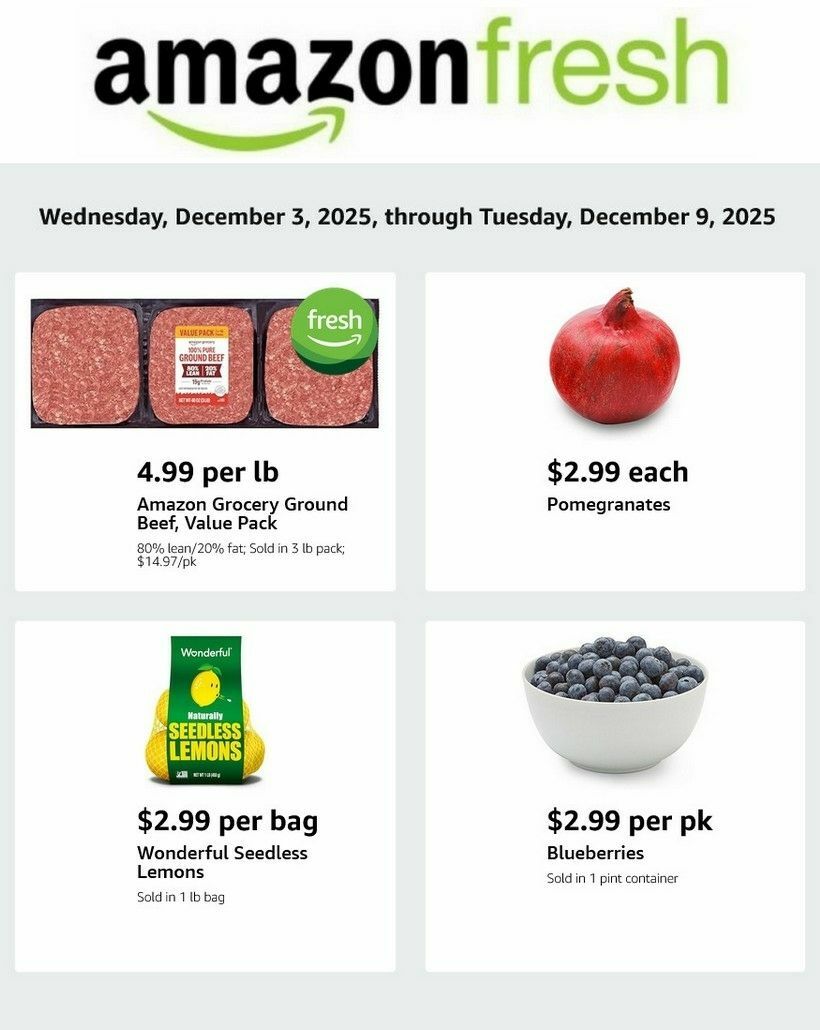 Amazon Fresh Weekly Ad from December 3