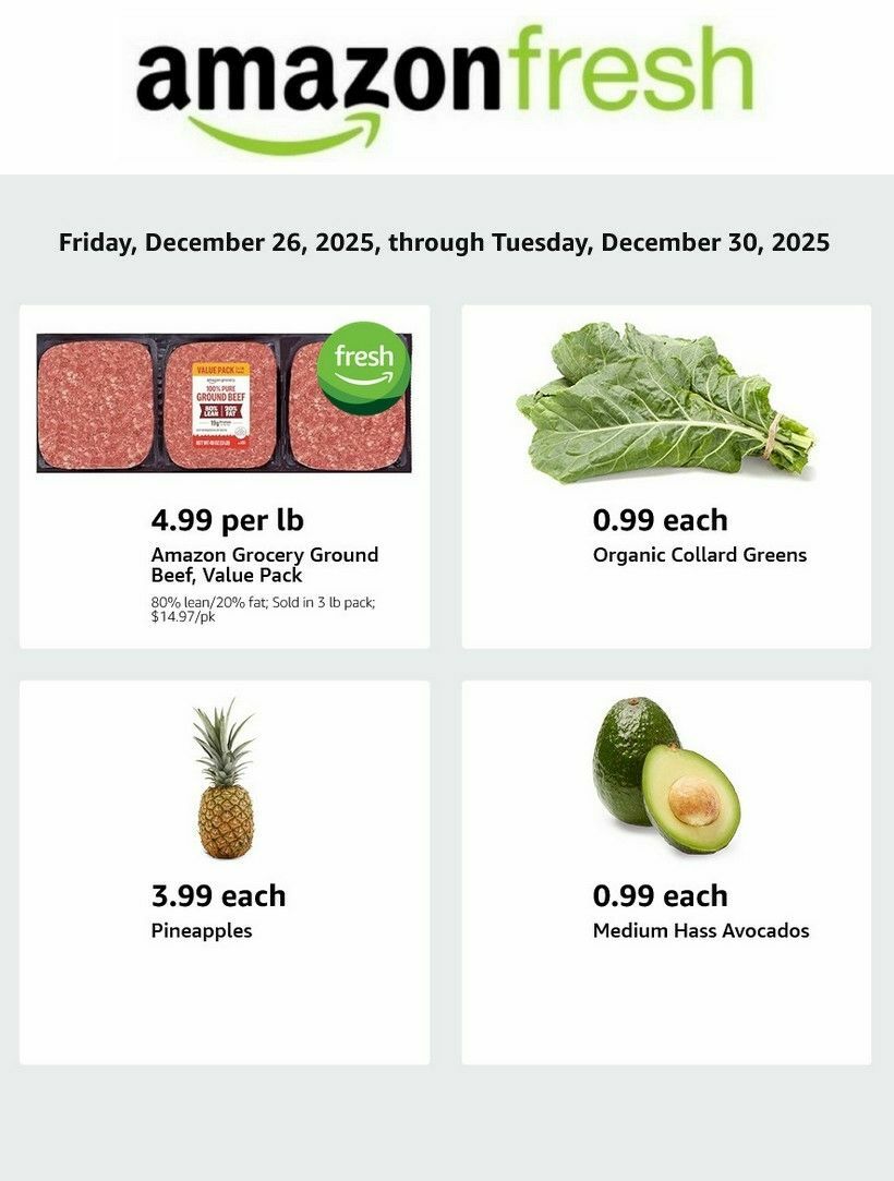 Amazon Fresh Weekly Ad from December 26