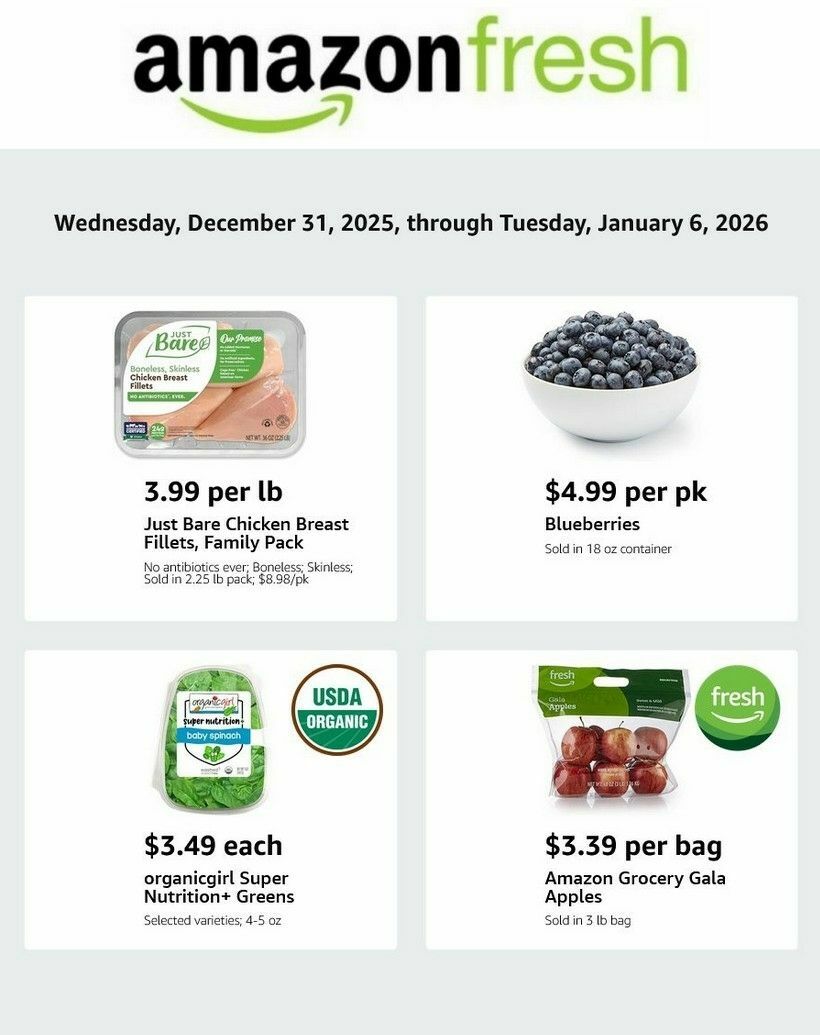 Amazon Fresh Weekly Ad from December 31