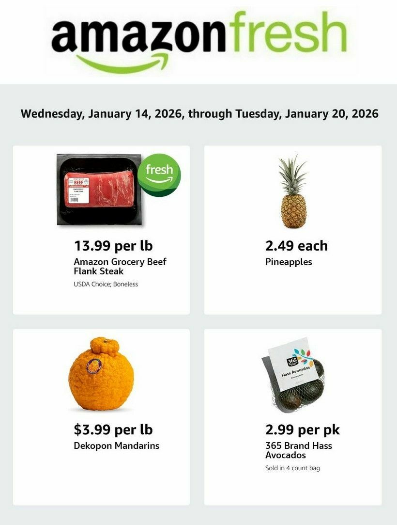 Amazon Fresh Weekly Ad from January 14