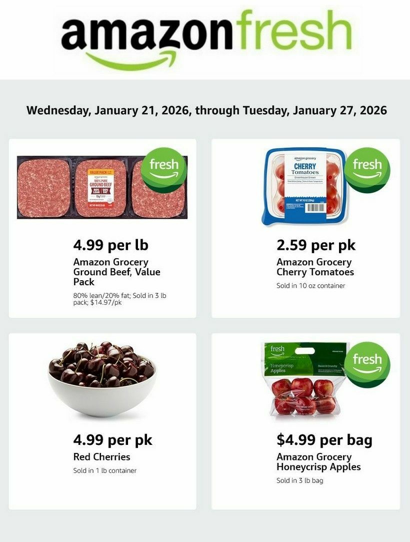 Amazon Fresh Weekly Ad from January 21