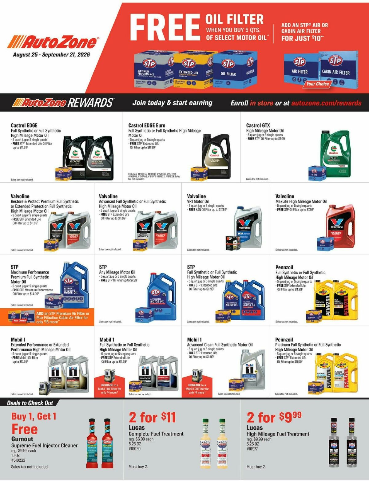 AutoZone Weekly Ad from August 25