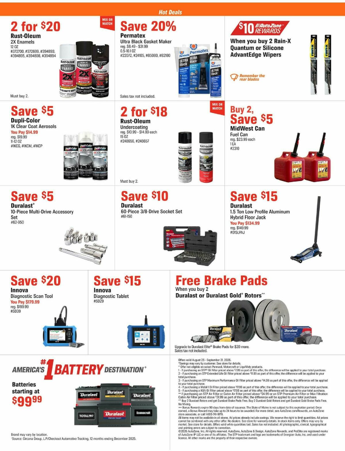 AutoZone Weekly Ad from August 25