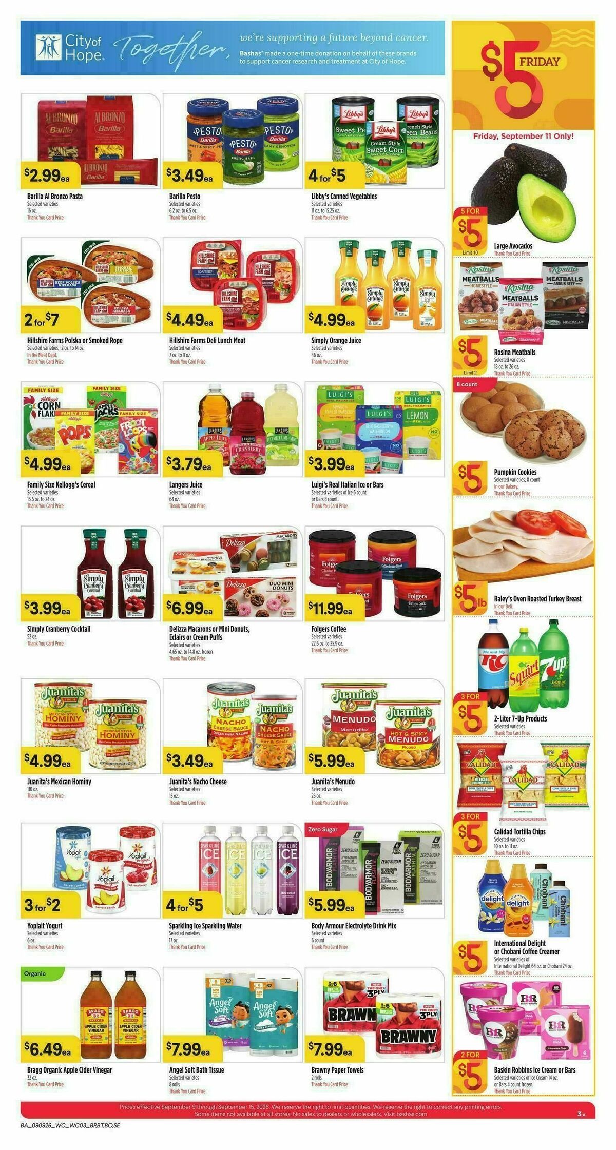 Bashas Weekly Ad from September 9