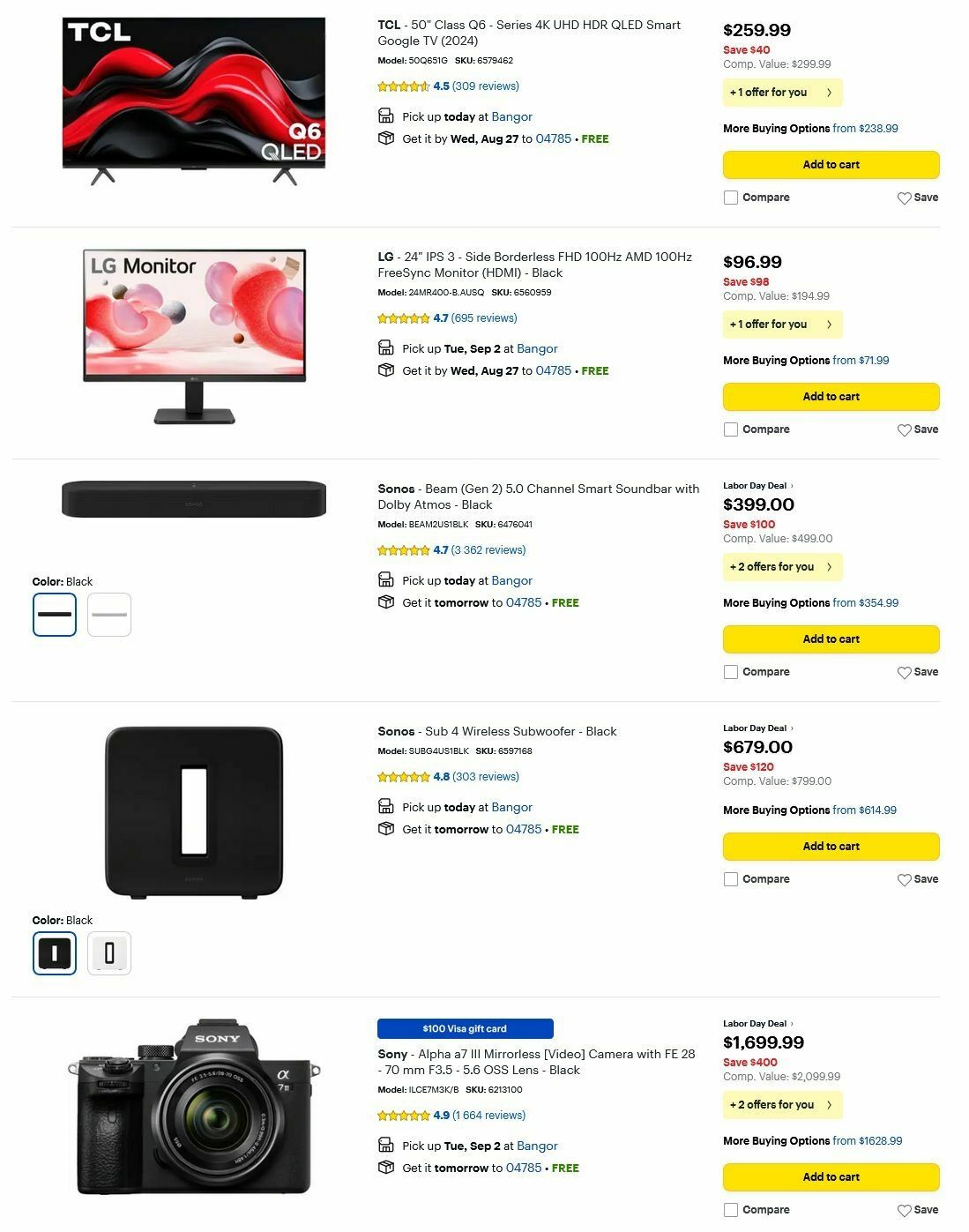 Best Buy Weekly Ad from August 25