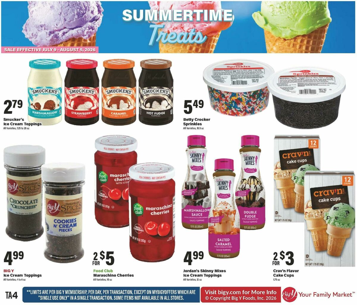 Big Y Summertime Treats Weekly Ad from July 10