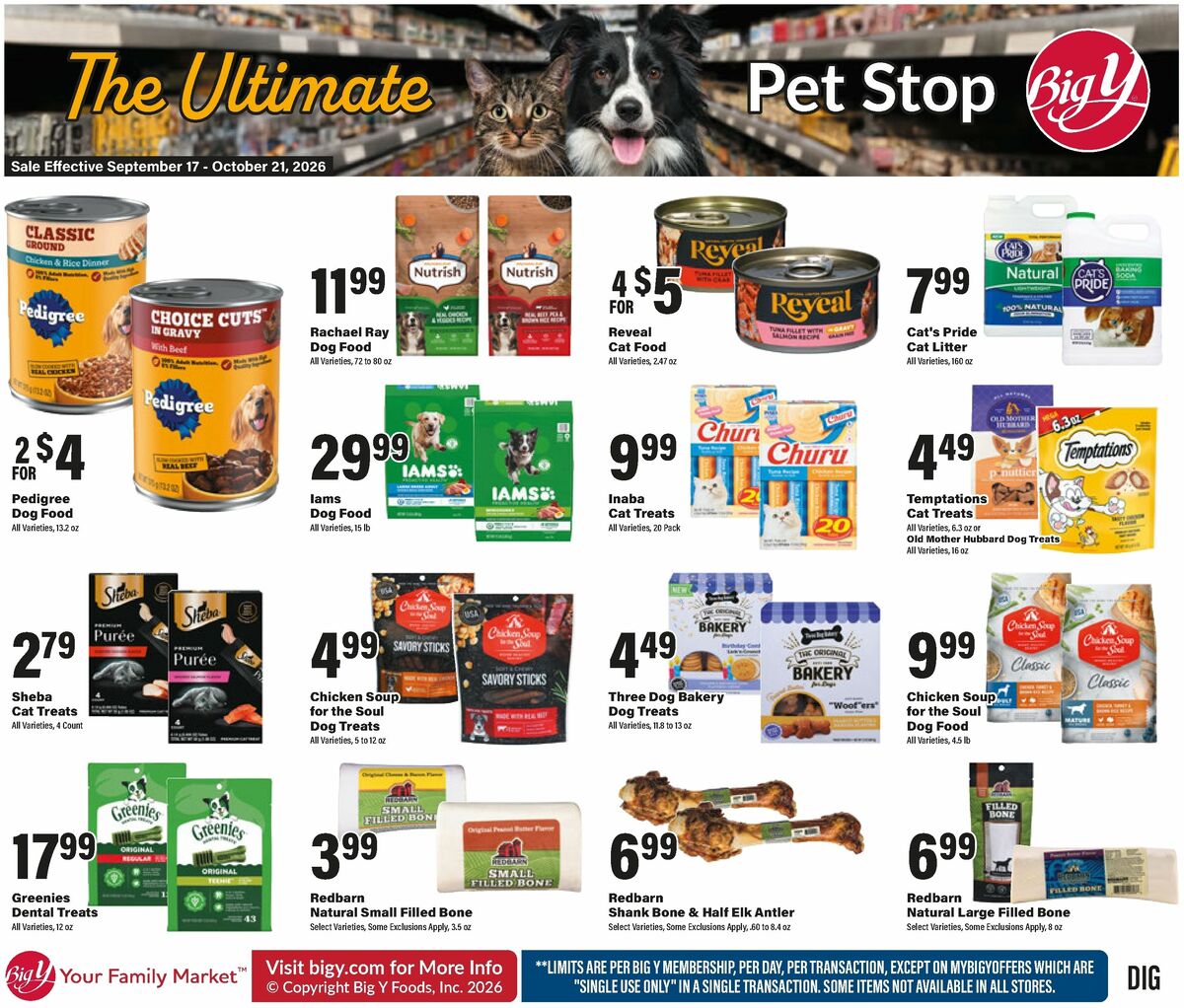 Big Y The Ultimate Pet Stop Weekly Ad from September 17