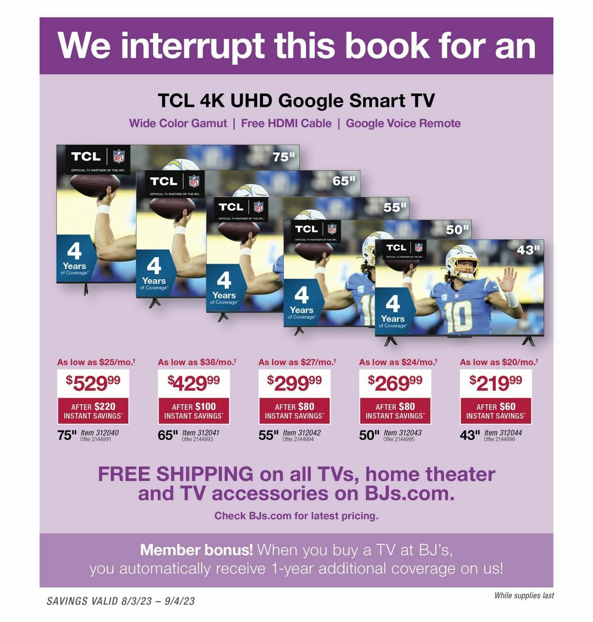 BJ's Wholesale Club Weekly Ad from August 10