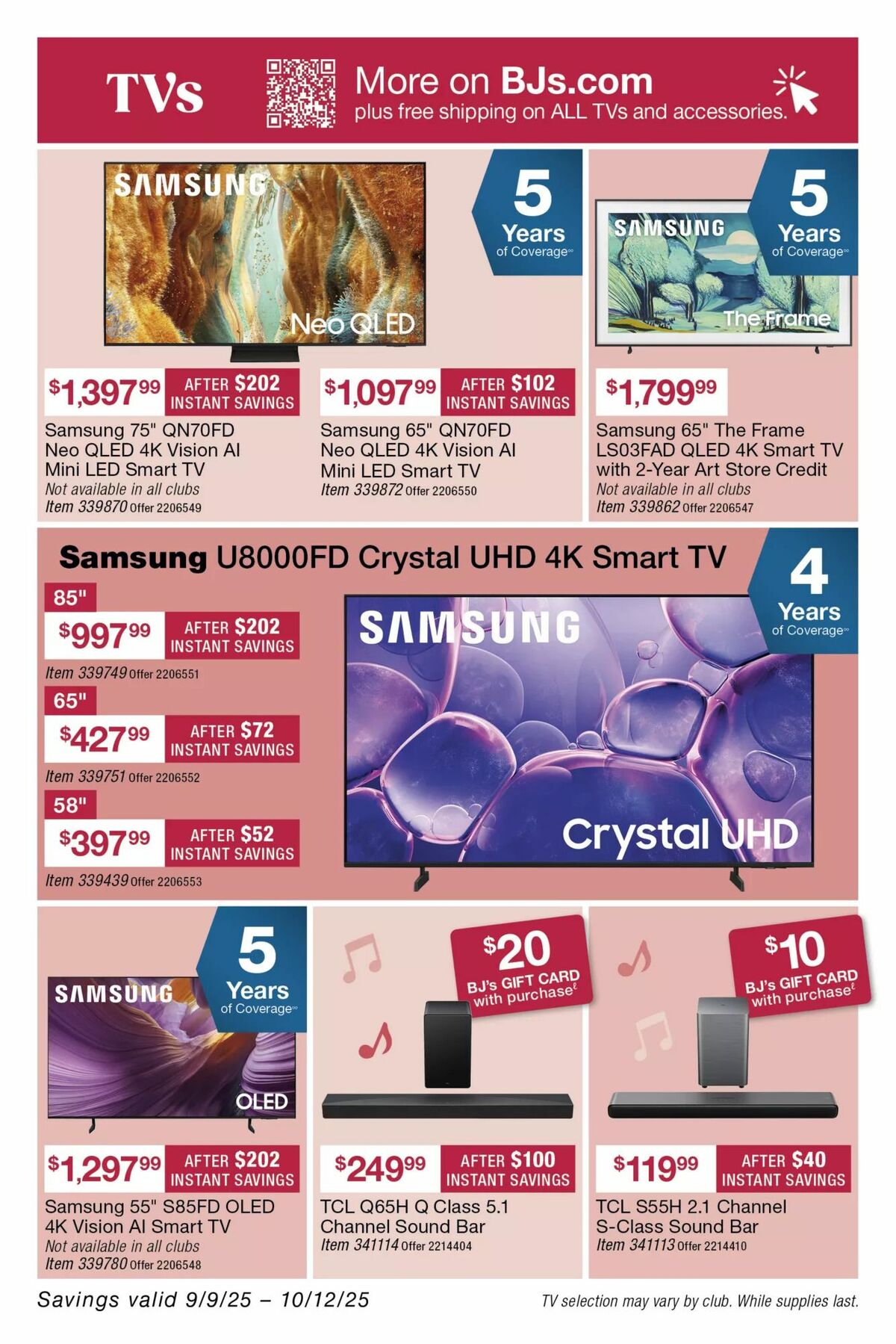 BJ's Wholesale Club Weekly Ad from September 9