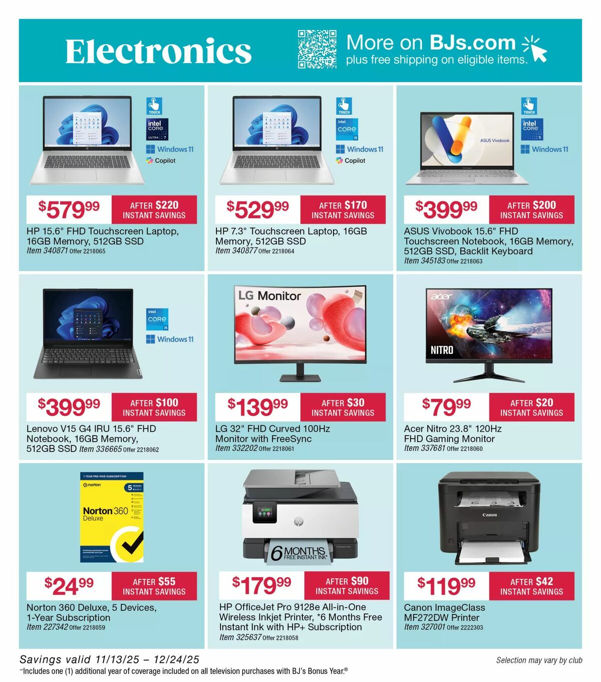 BJ's Wholesale Club Weekly Ad from November 13