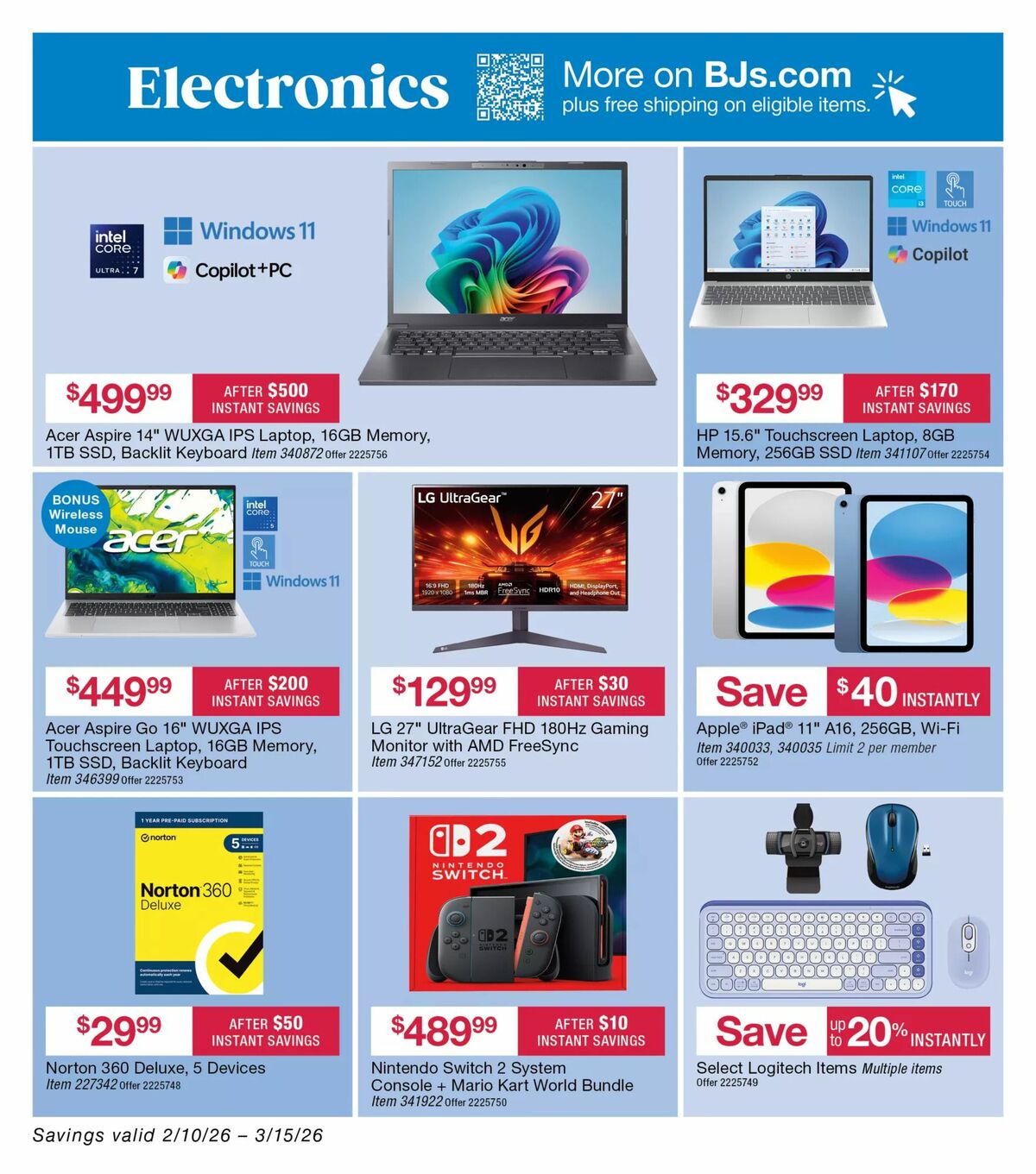 BJ's Wholesale Club Weekly Ad from February 10