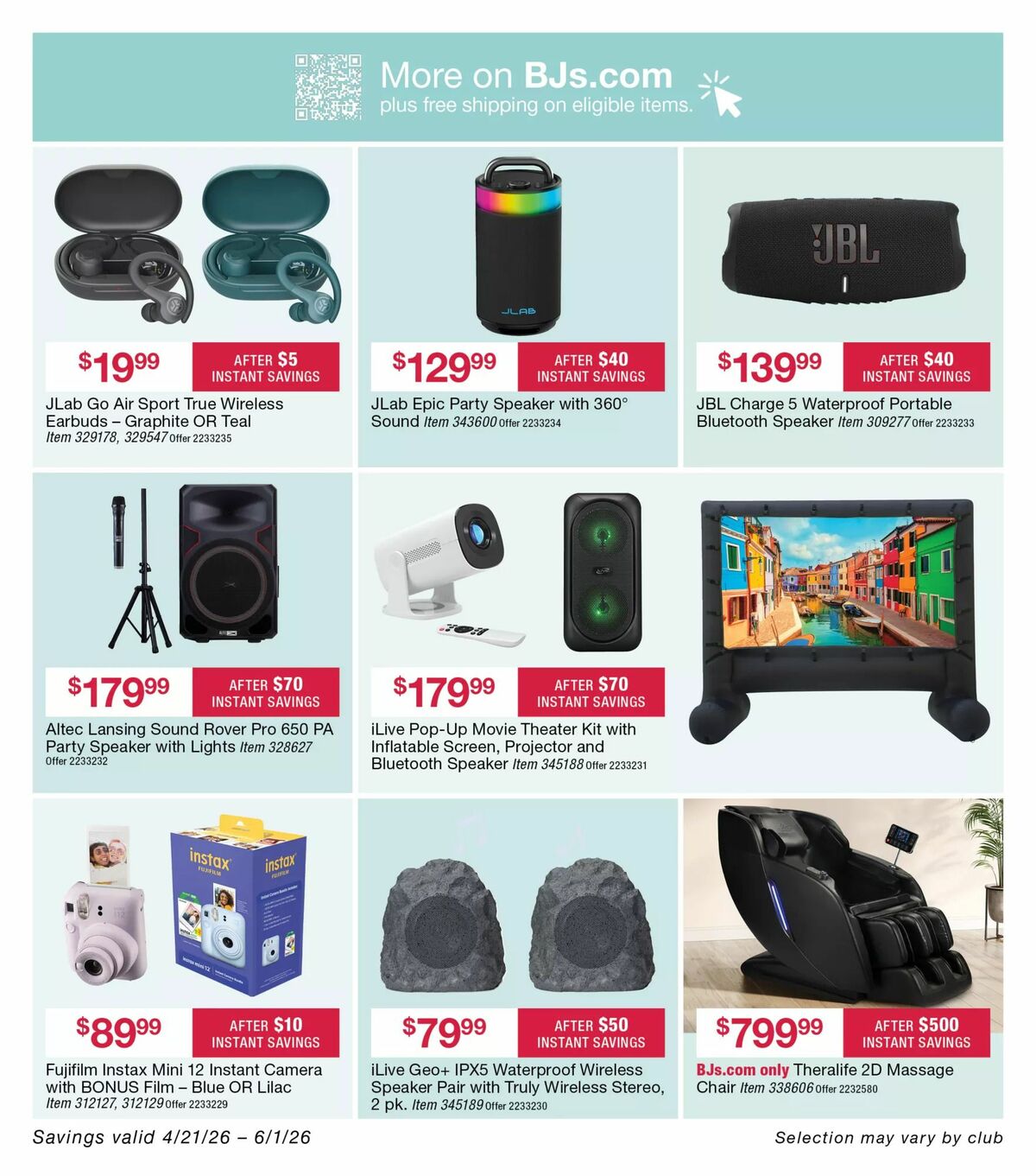 BJ's Wholesale Club Weekly Ad from April 21
