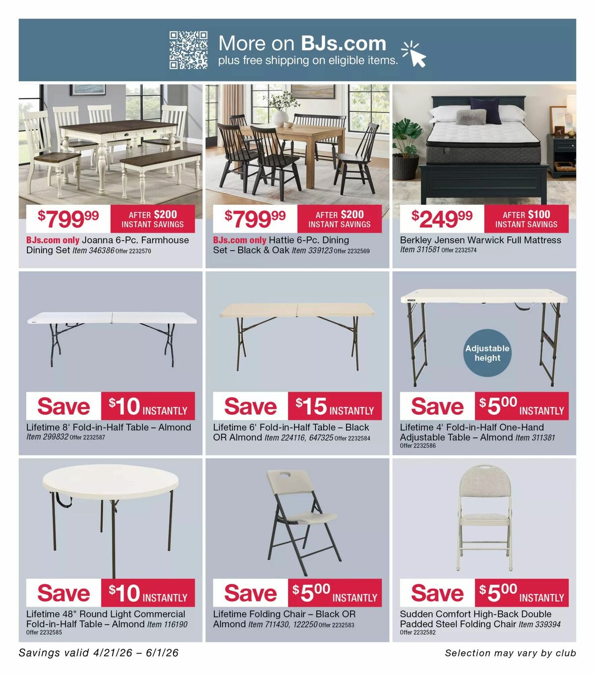 BJ's Wholesale Club Weekly Ad from April 21