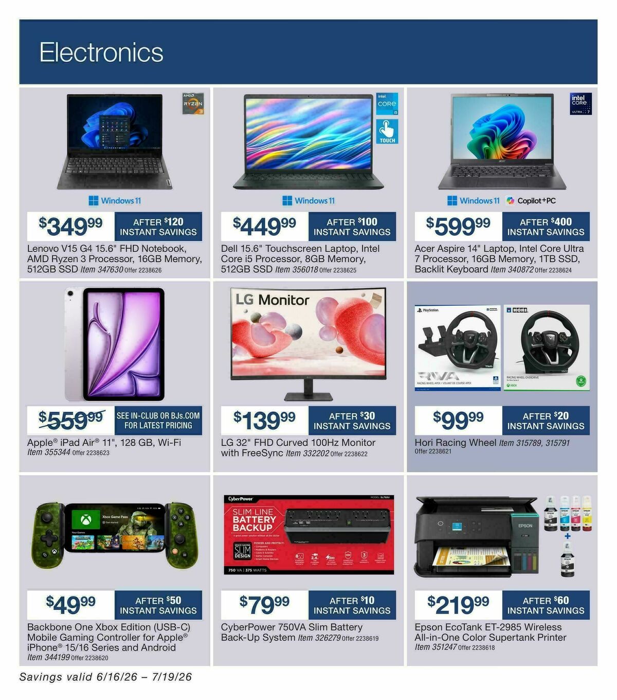 BJ's Wholesale Club Weekly Ad from June 16