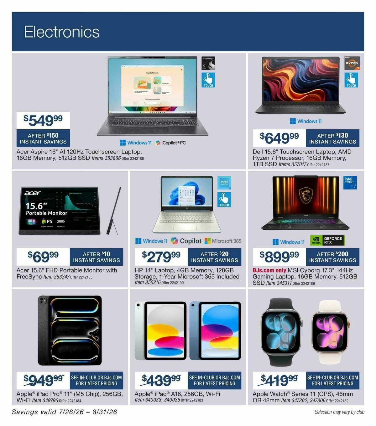 BJ's Wholesale Club Weekly Ad from July 28