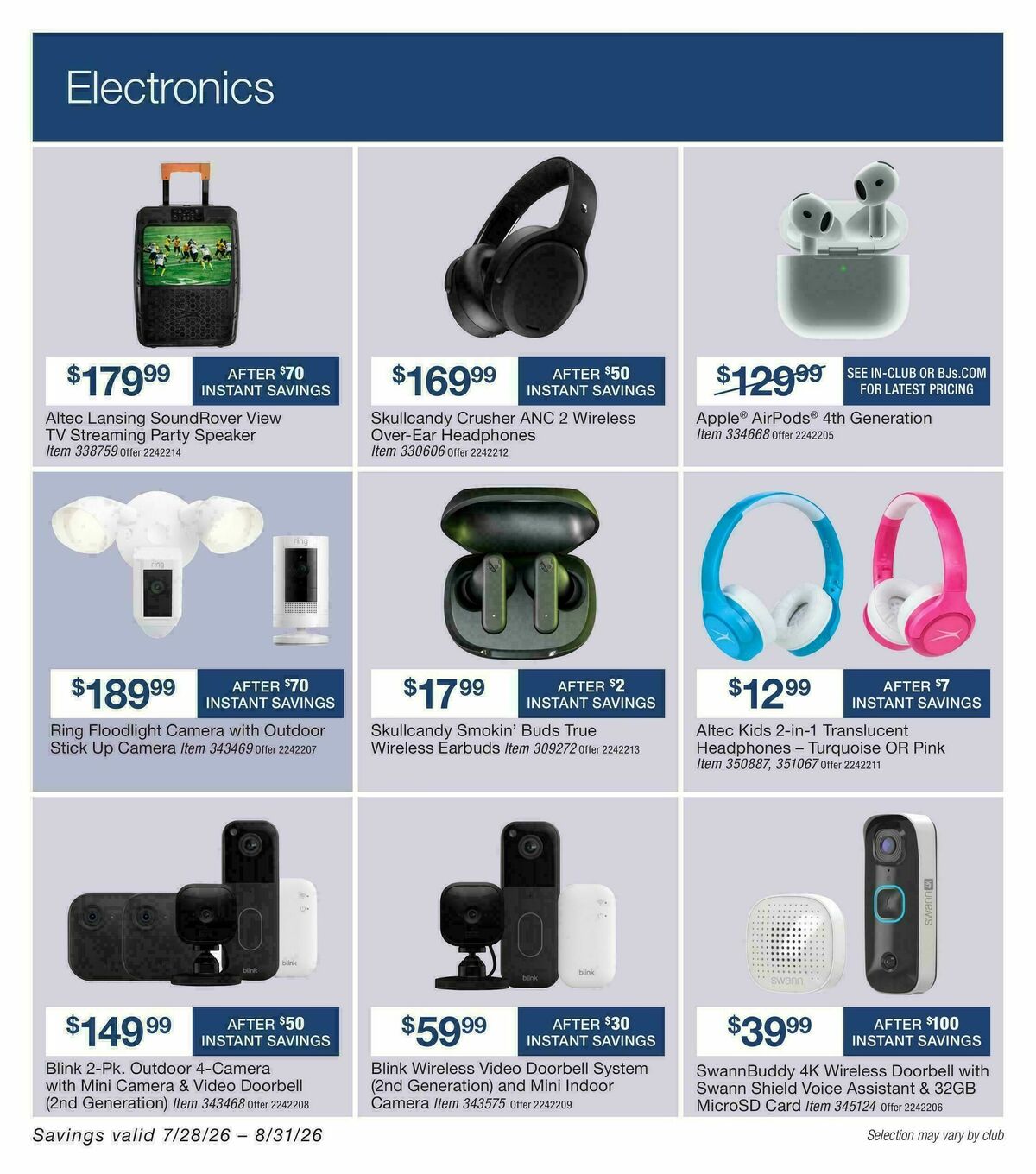 BJ's Wholesale Club Weekly Ad from July 28