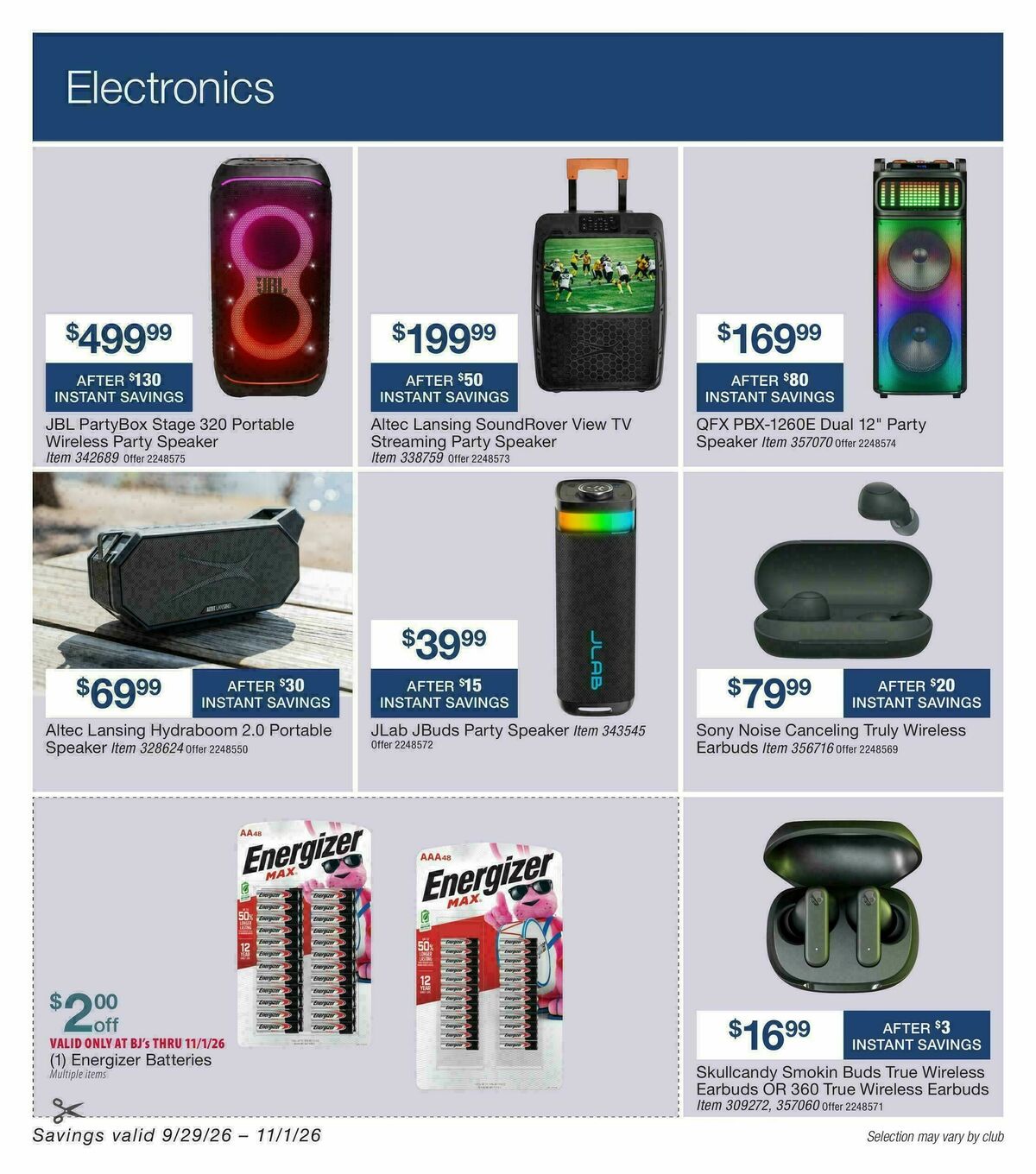 BJ's Wholesale Club Weekly Ad from September 29
