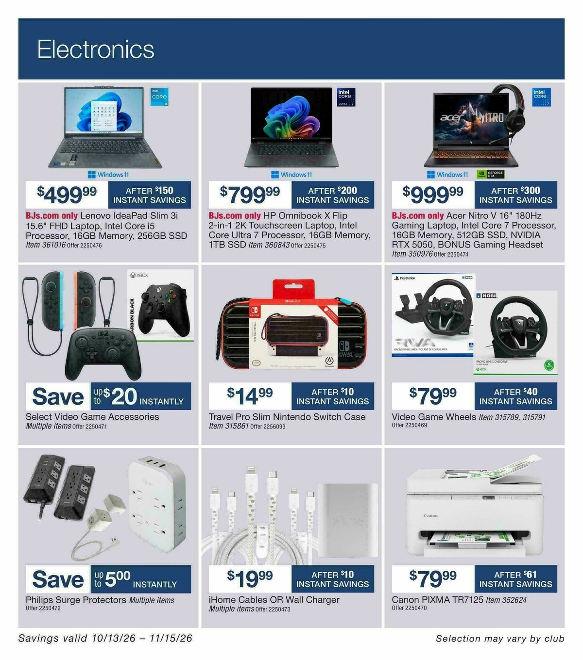 BJ's Wholesale Club Weekly Ad from October 13