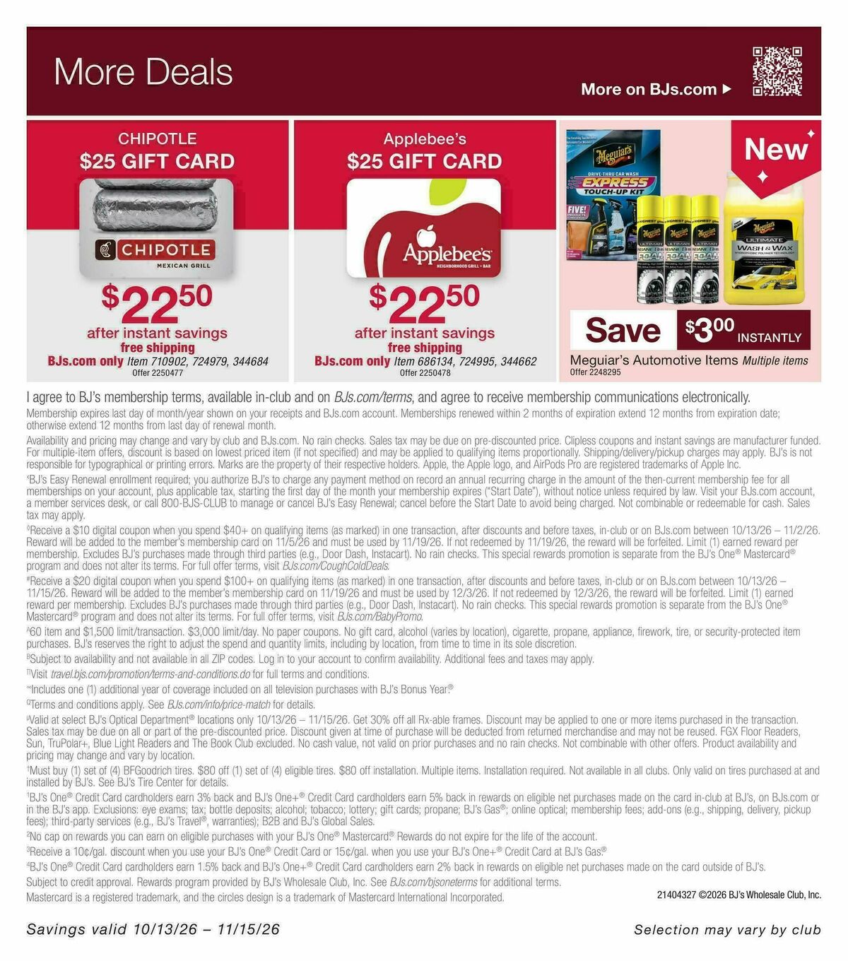 BJ's Wholesale Club Weekly Ad from October 13