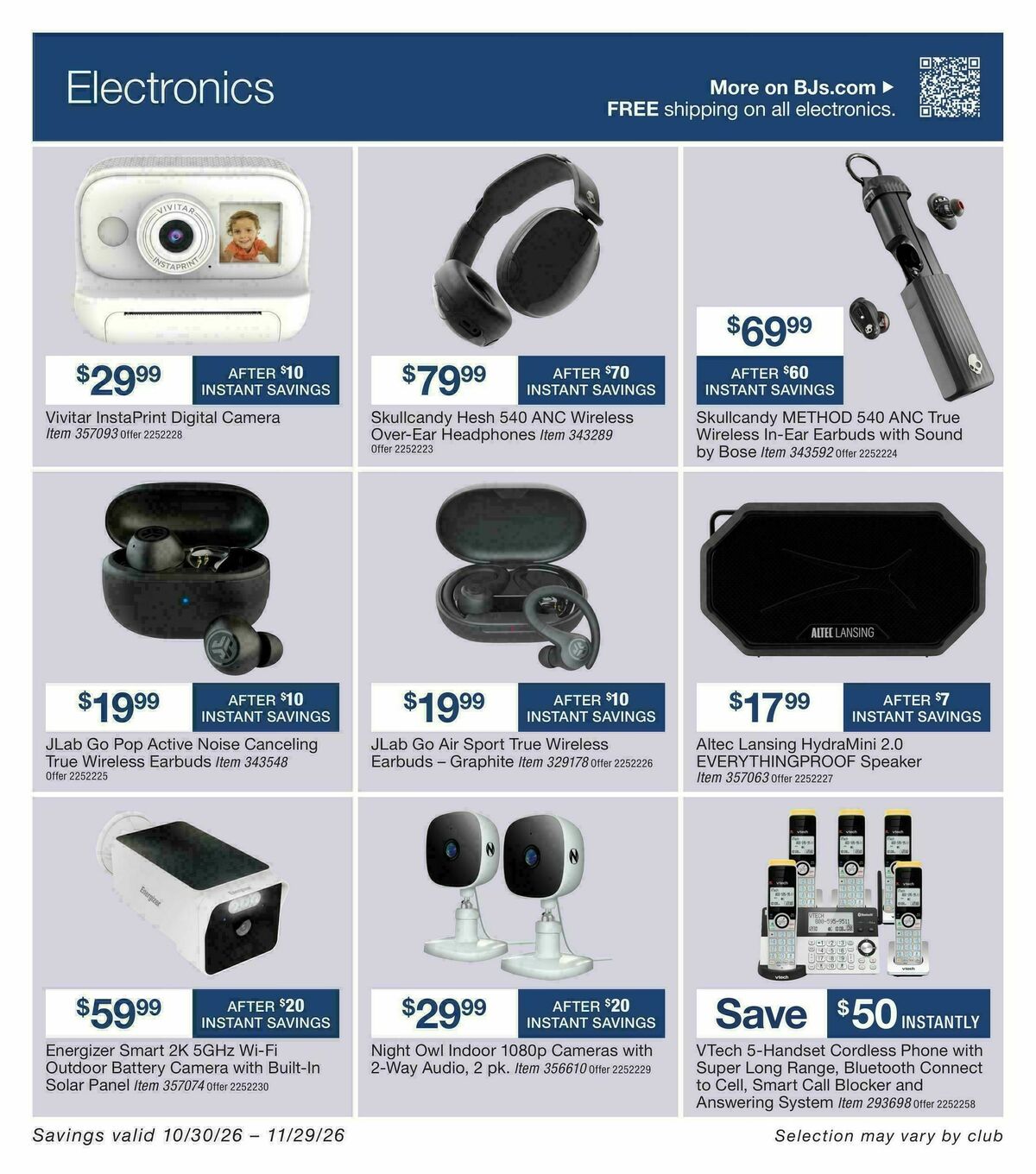 BJ's Wholesale Club Weekly Ad from October 30