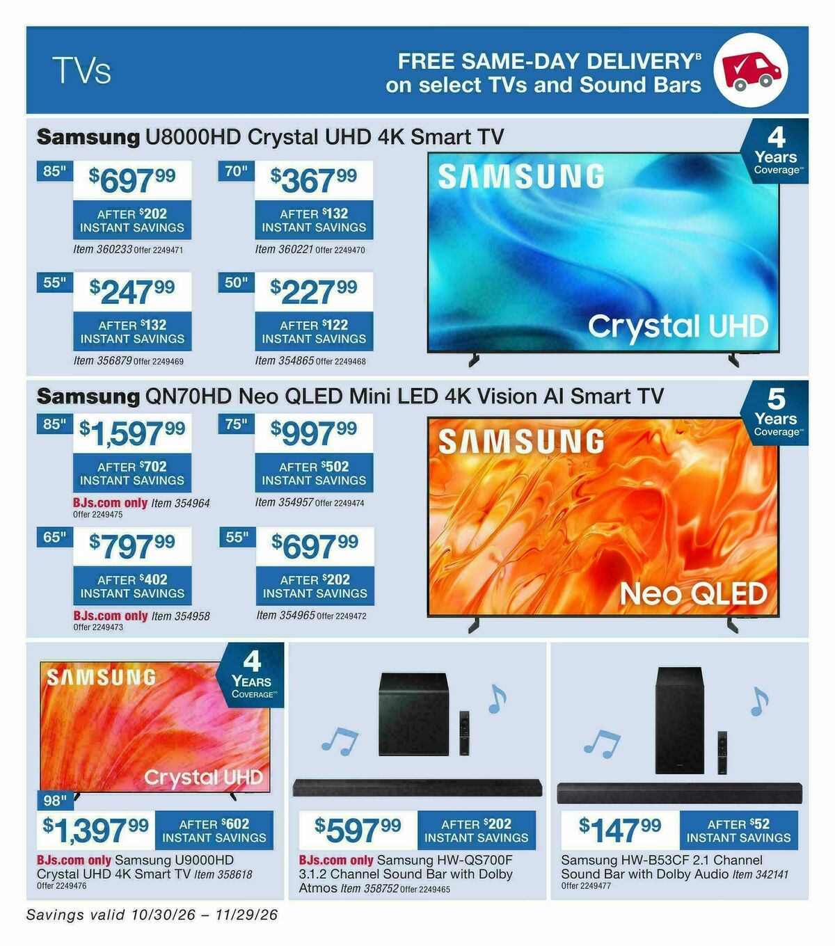 BJ's Wholesale Club Weekly Ad from October 30