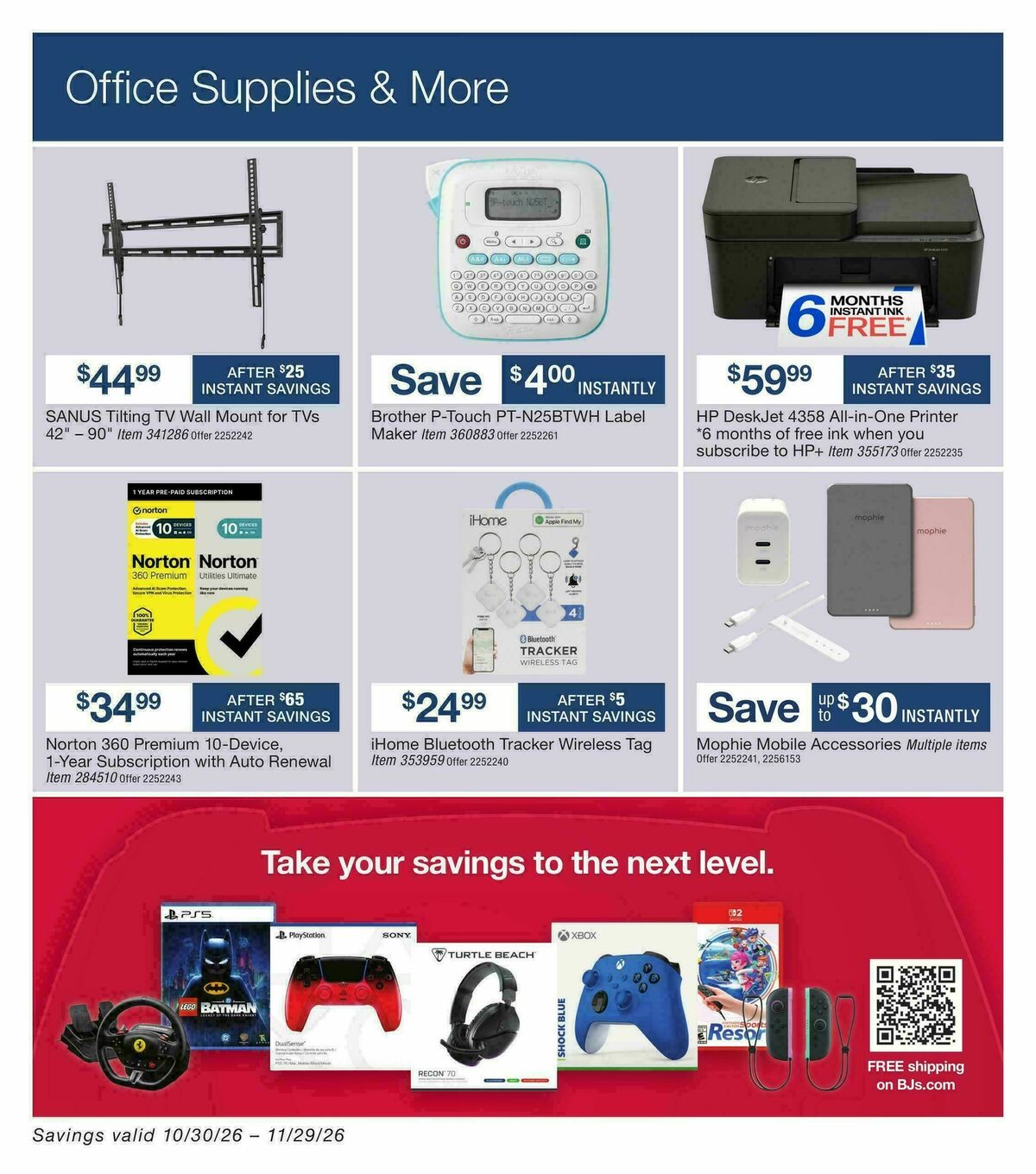 BJ's Wholesale Club Weekly Ad from October 30