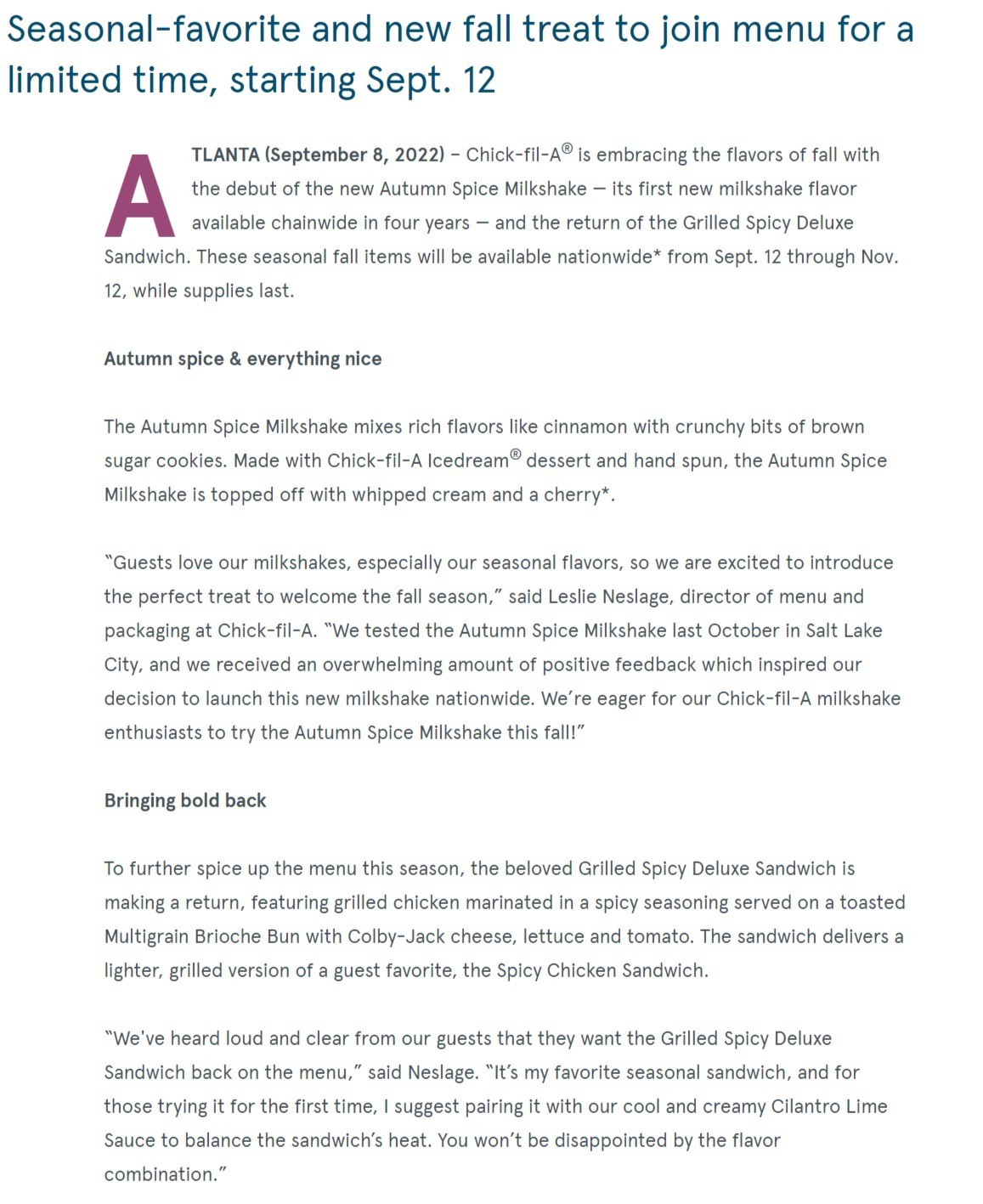 Chick-fil-A Weekly Ad from September 12