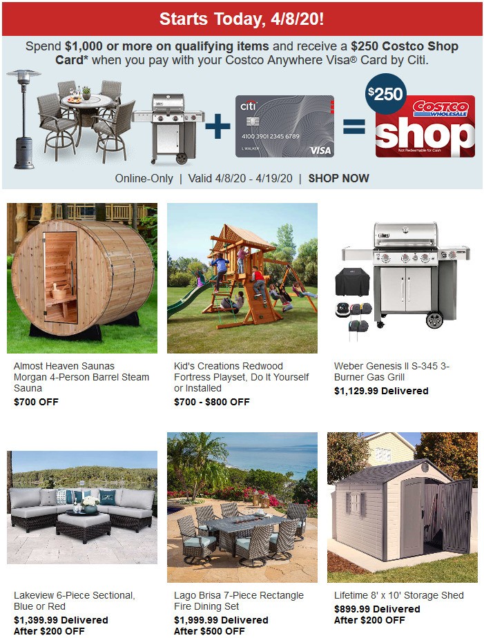 Costco New Priority Access for Healthcare Workers & First Responders + Save on Patio Furniture, Grills, Sheds and More! Weekly Ad from April 8