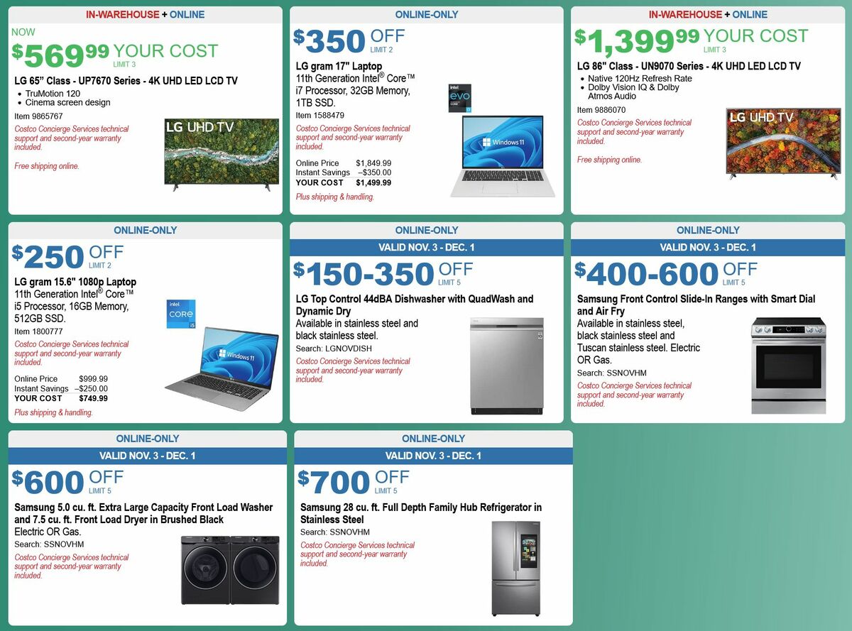 Costco Holiday Savings Weekly Ad from November 1