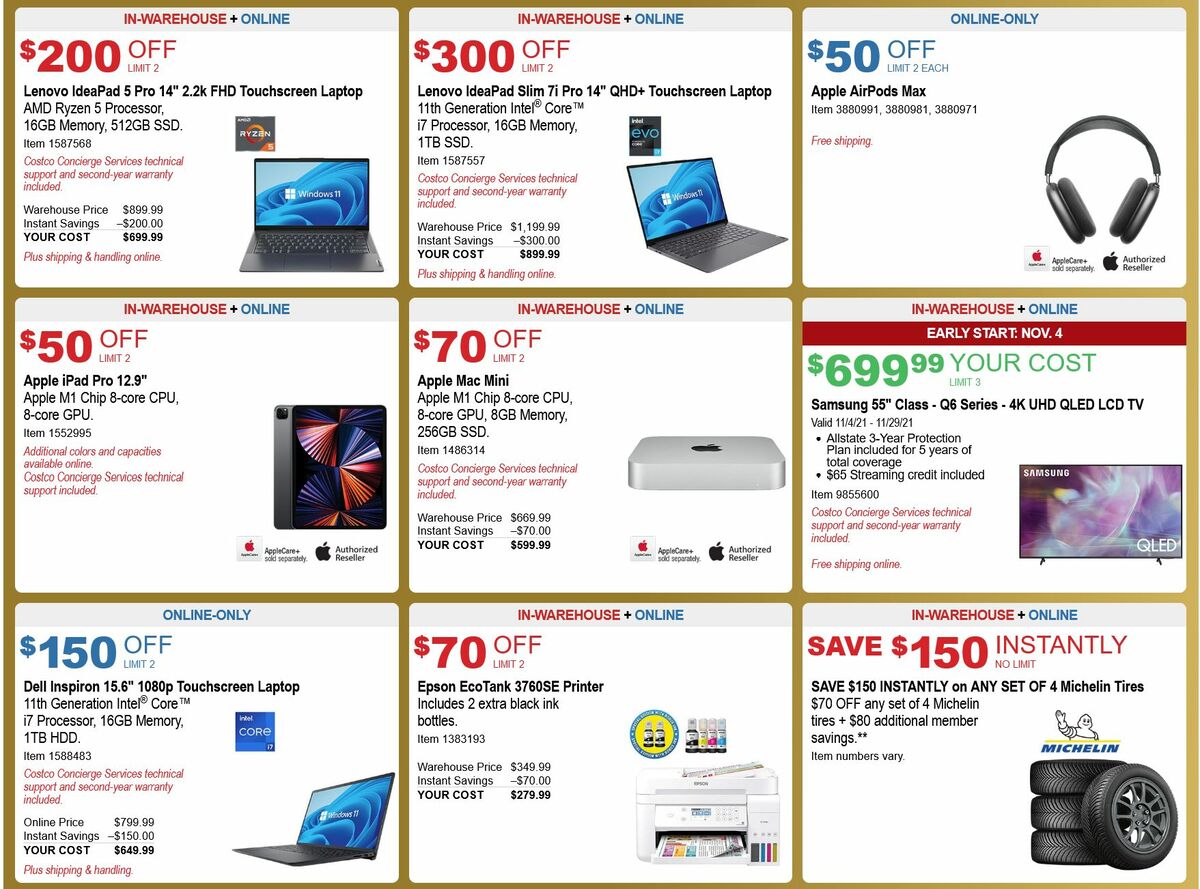 Costco Black Friday Savings Weekly Ad from November 15