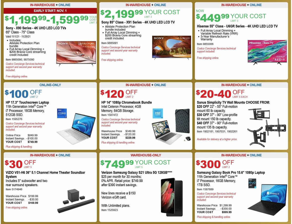 Costco Black Friday Savings Weekly Ad from November 15