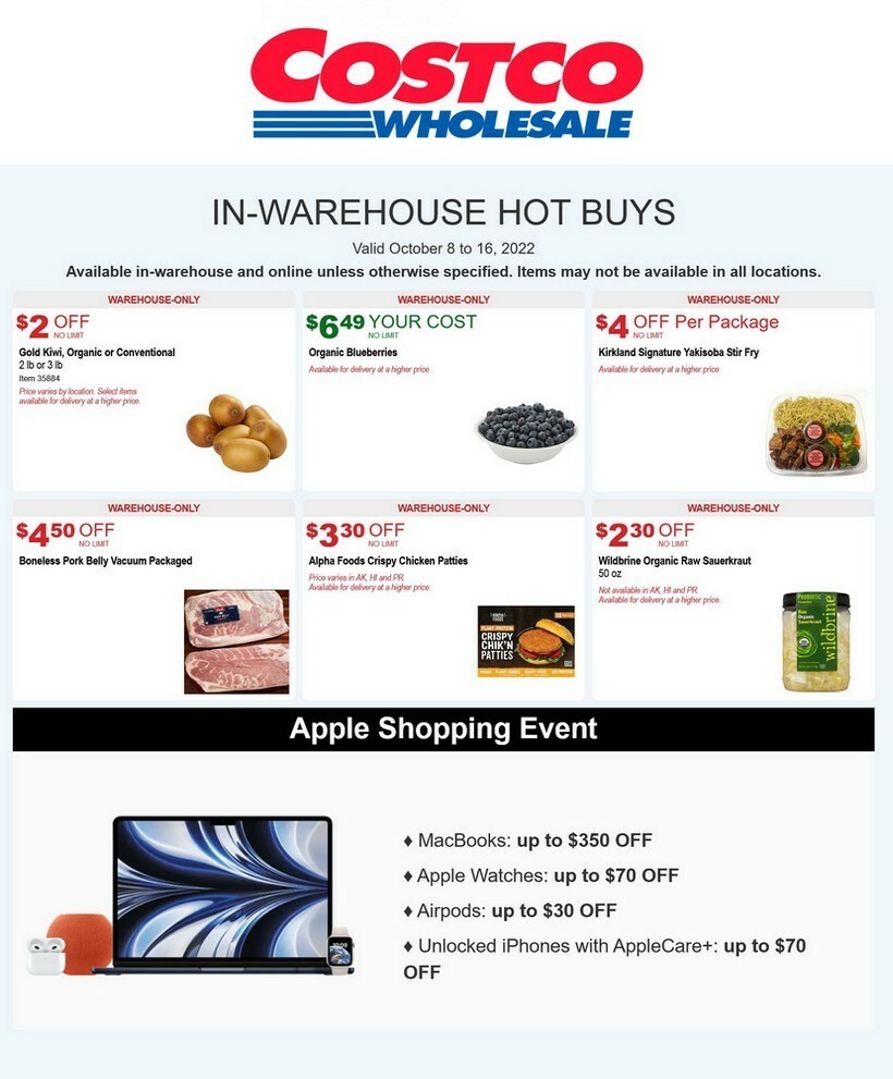 Costco Hot Buys Weekly Ad from October 8