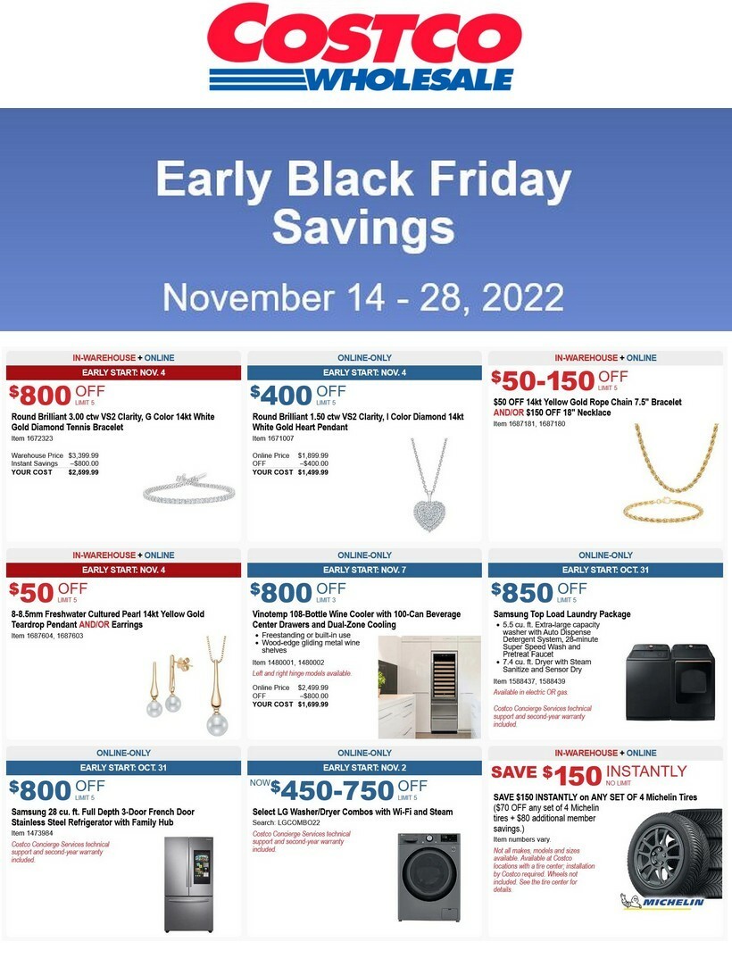 Costco Early Black Friday Deals Weekly Ad from November 14