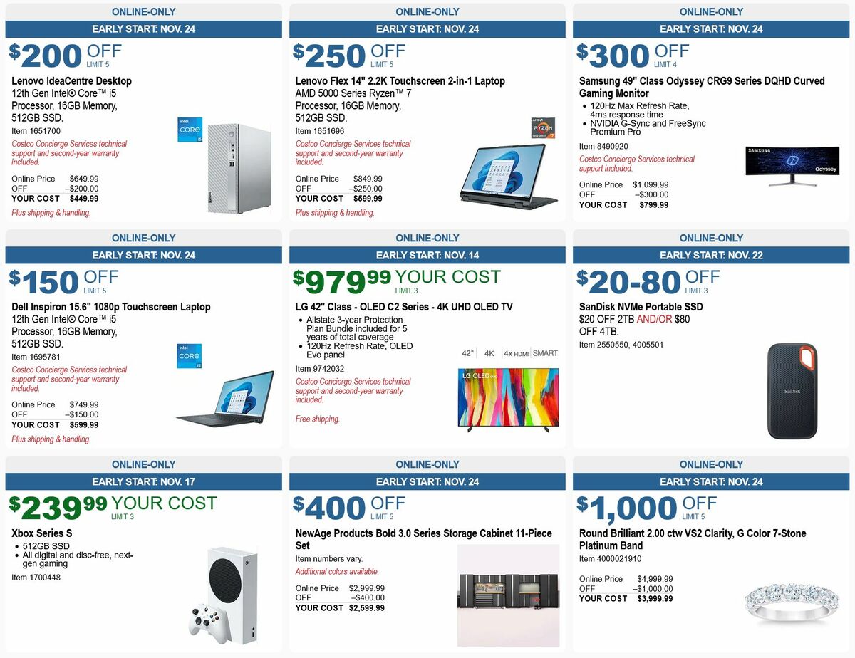 Costco Black Friday Weekend Savings Weekly Ad from November 25