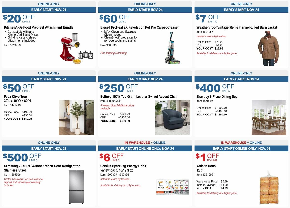 Costco Black Friday Weekend Savings Weekly Ad from November 25