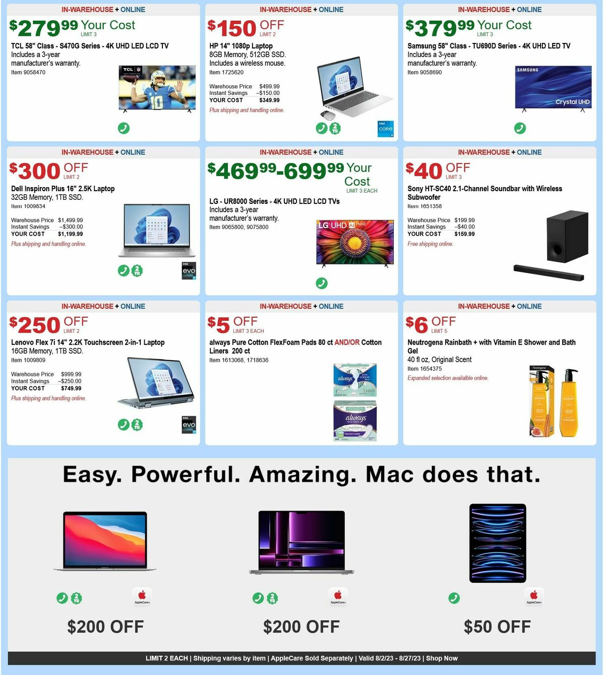 Costco Weekly Ad from August 2